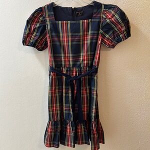 EUC Crewcuts Blue and Red Smocked Puff Sleeve Sundress